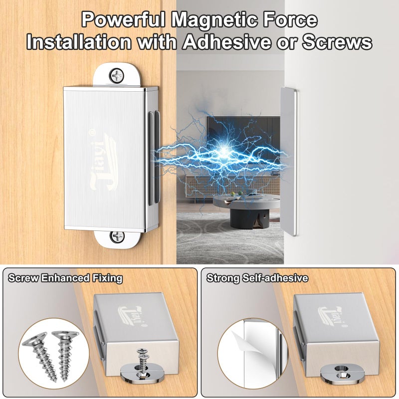 Jiayi Cabinet Magnetic Catch Jiayi 4 Pack Magnetic Door Catch Self Adhesive Cabinet Door Magnet Latch Stainless Steel Magnetic Cabinet Latch for Kitchen Magnetic Catch Closet for Drawer - Image 2